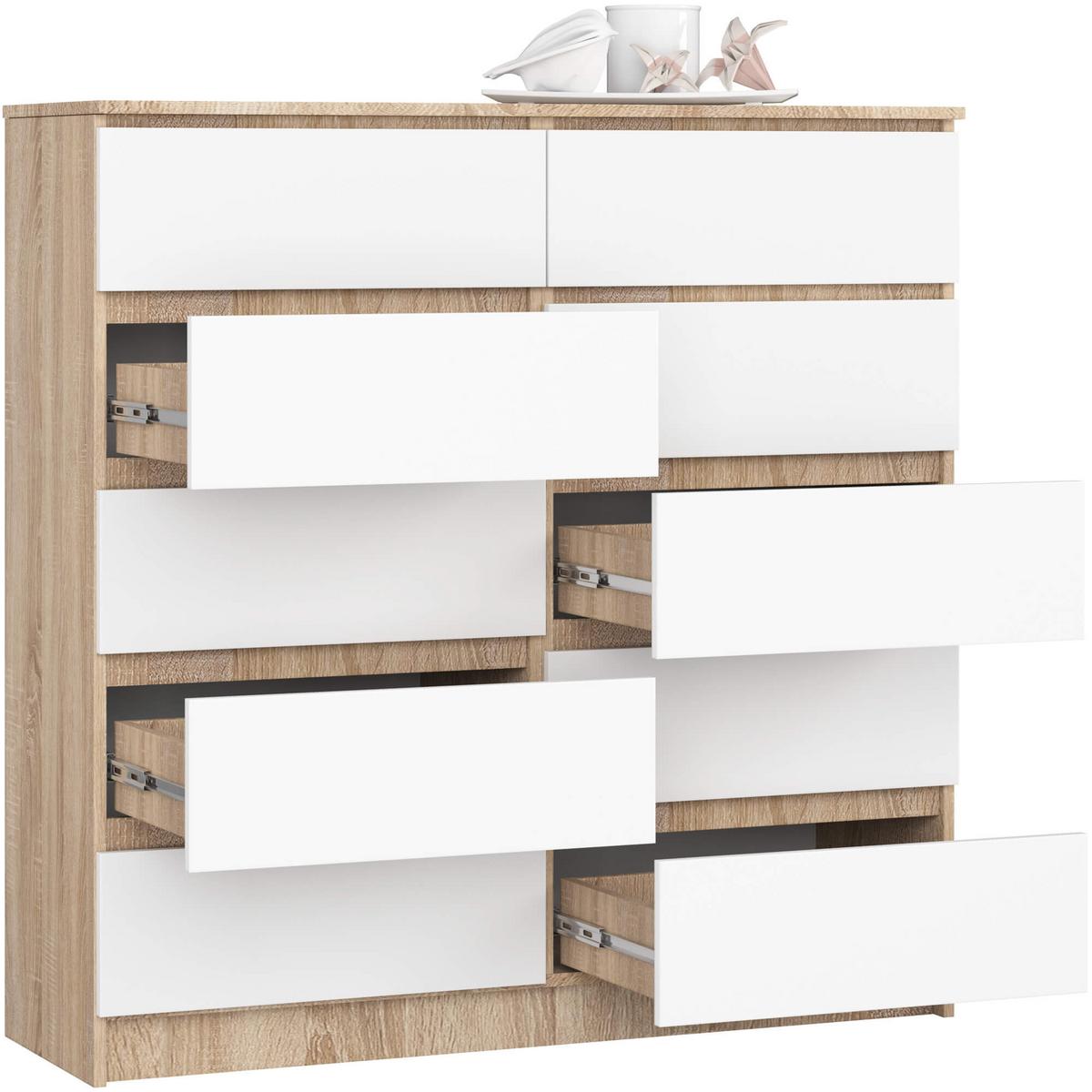 KOMMODE Eiche Sonoma, Weiß 121/120/40 - Weiß, Holzwerkstoff (120/121/40cm) - RAUMHIRSCH FURNITURE