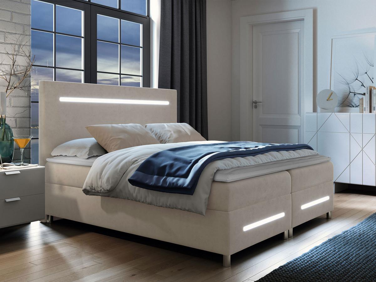 BOXBETT Enter LED - H3 - Creme, Holz (160/200cm) - MIRJAN24