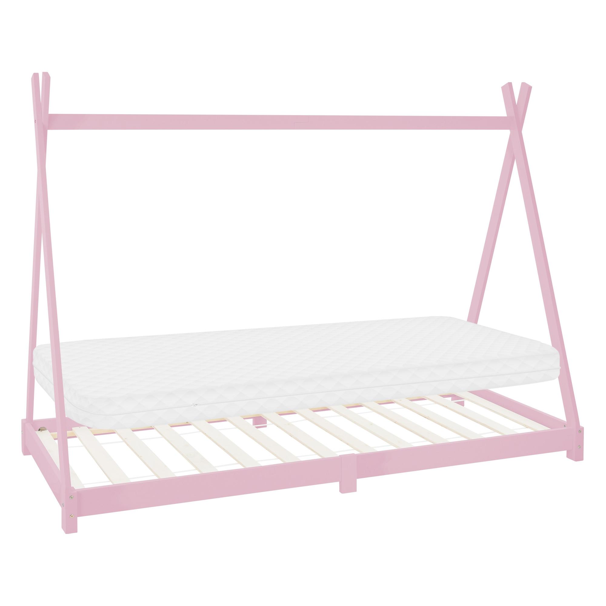 KINDERBETT Tipi mit Matratze 90x200 cm Rosa - Pink, Holz (90/200cm) - ML-DESIGN
