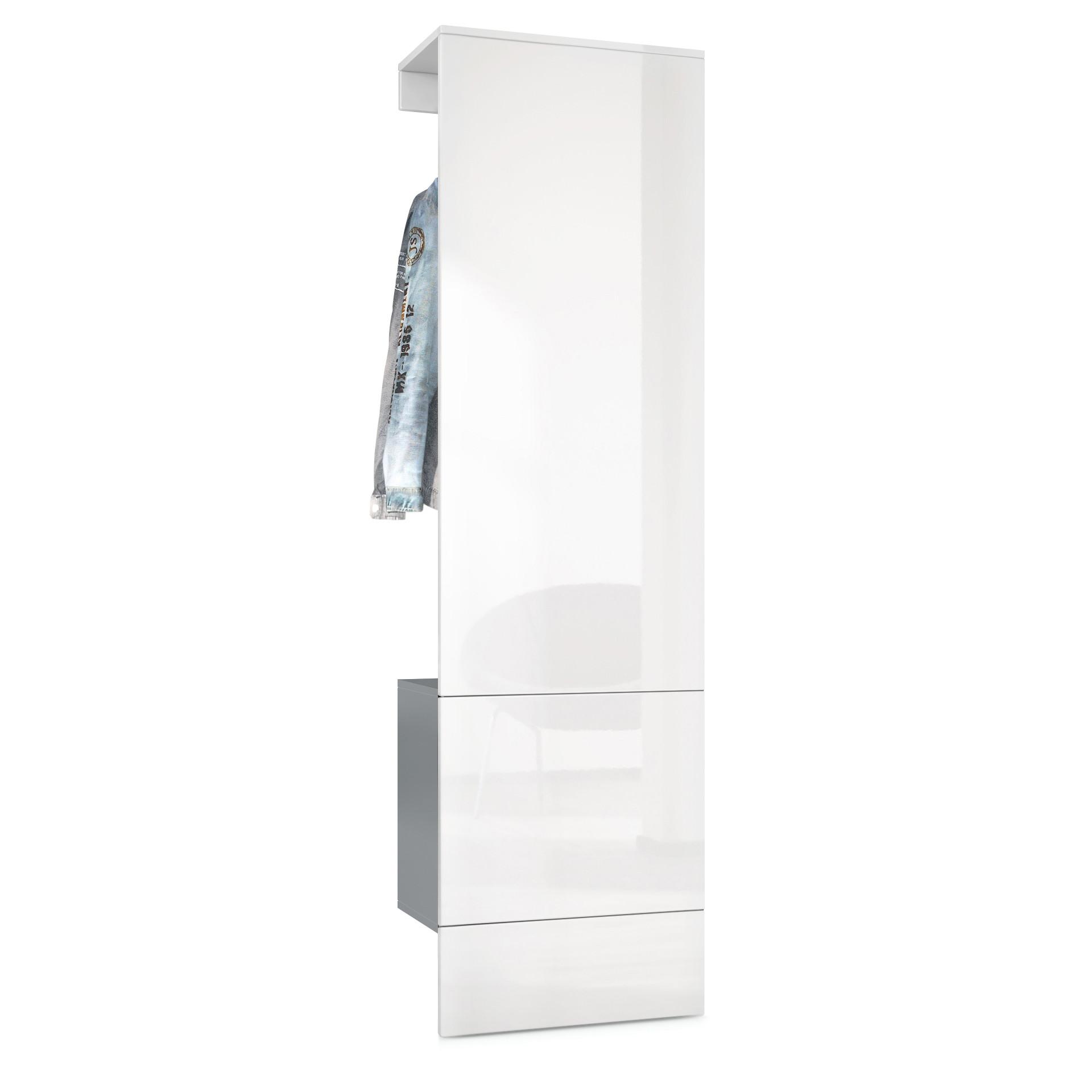 GARDEROBE Carlton Paneel in Weiß Hochglanz - Weiß Hochglanz, Holzwerkstoff (52/193/35cm) - Vladon
