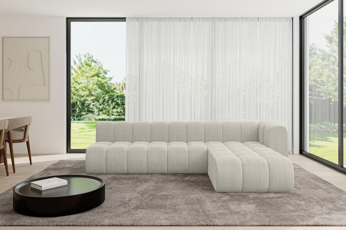 ECKSOFA modulares Sofa Darnel-L2 - 296x177x70 cm Creme - Hellgrau/Creme, Holzwerkstoff/Textil (296/177cm) - ALTDECOR