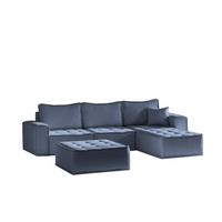 ECKSOFA Sande In Raven - Blau, Holzwerkstoff/Textil (292/192cm) - Fun Möbel
