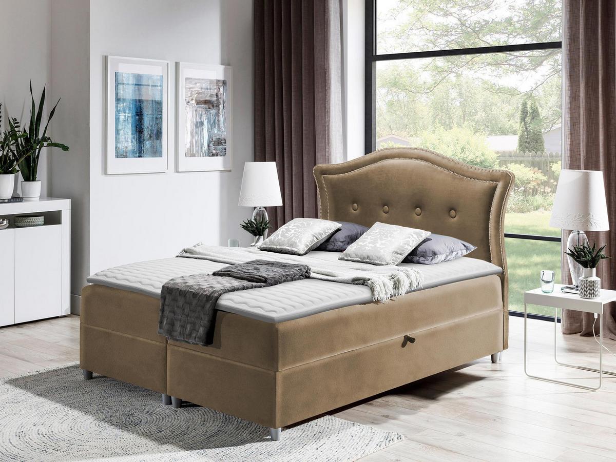 BOXBETT Bedran Lux - H3 - Hellbraun, Holz (160/200cm) - MIRJAN24