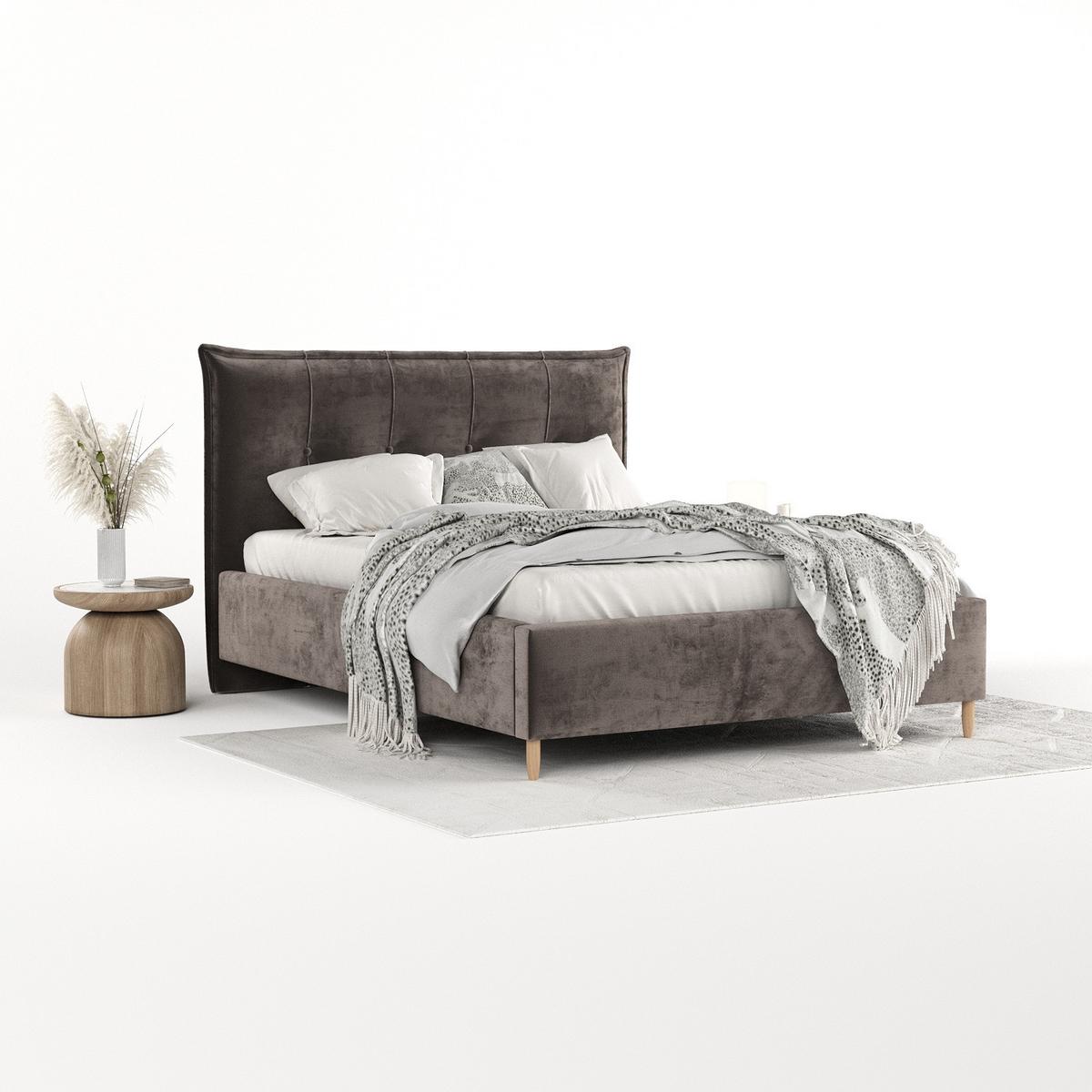 POLSTERBETT Plaza 140/200 cm Braun im Lotta Stoff - Naturfarben/Braun, Holz/Holzwerkstoff (140/200cm) - AltaBeds
