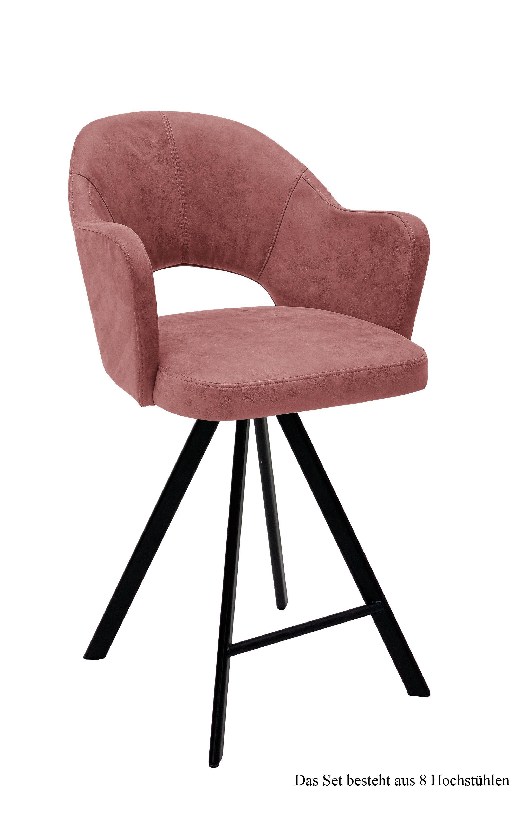 THEKENSTUHL drehbar (8er-Set) Diandra 59x104x61 Schwarz/Rosewood - Dunkelrosa/Schwarz, Kunststoff (61/104/59cm) - 58aufmkessel