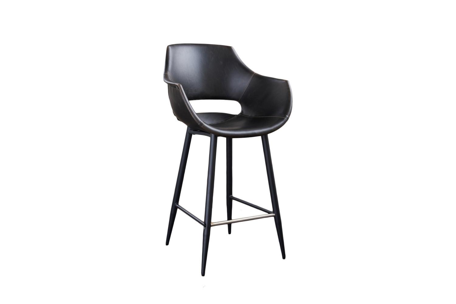 BARHOCKER ZAJA Schwarz Kunstleder - Schwarz, Leder (57/114/59cm) - KAWOLA