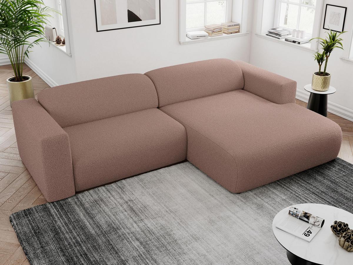 OFERTA WYCOFANA ECKSOFA PASADENA Rosa Bouclé Rechts Seite - Schwarz/Rosa, Kunststoff/Textil (288/180cm) - MKS