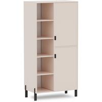 BÜCHERREGAL Cortina mit 2 Türen und 4 offenen Regalen, rechts, Sandbeige - Sandfarben/Schwarz, Holzwerkstoff (80.5/155.5/45cm) - Beautysofa
