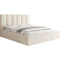 POLSTERBETT Amira mit Bettkasten, Creme Samt 120x200 cm - Beige/Birkefarben, Holzwerkstoff/Kunststoff (120/200cm) - WFL GROUP