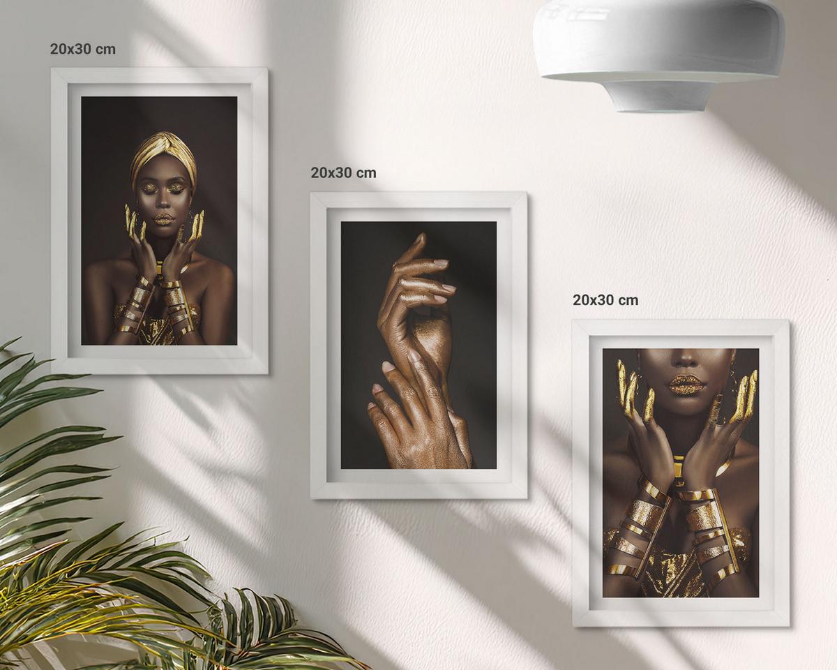 BILDER SET 3er Set - 20x30 cm Weißer Rahmen - Porträts afrikanischer Frauen - Weiß, Kunststoff (20/30cm) - TULUP