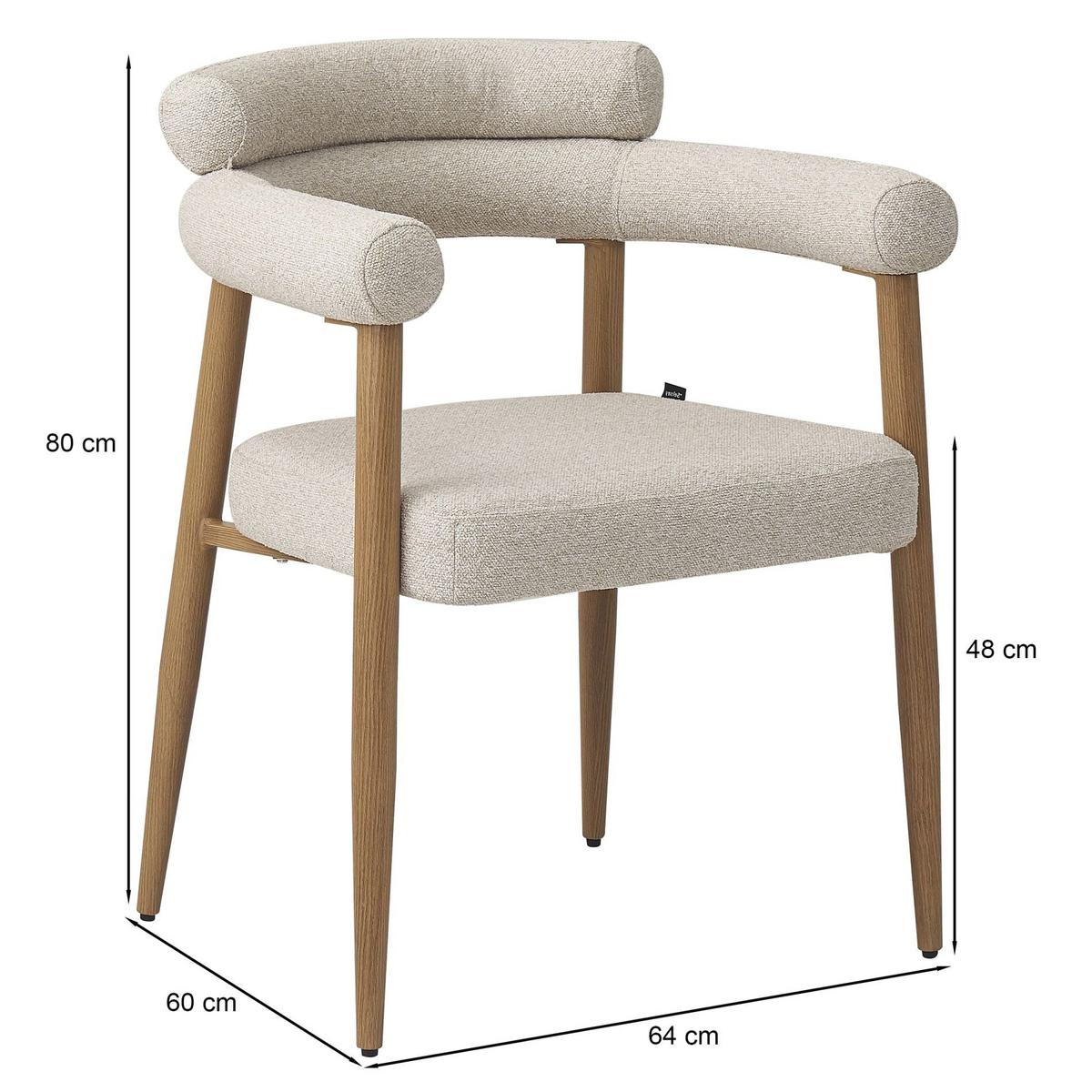 ESSZIMMERSTUHL Pragess Beige/Eiche Natur - Beige, Textil/Metall (64/80/60cm) - Selsey