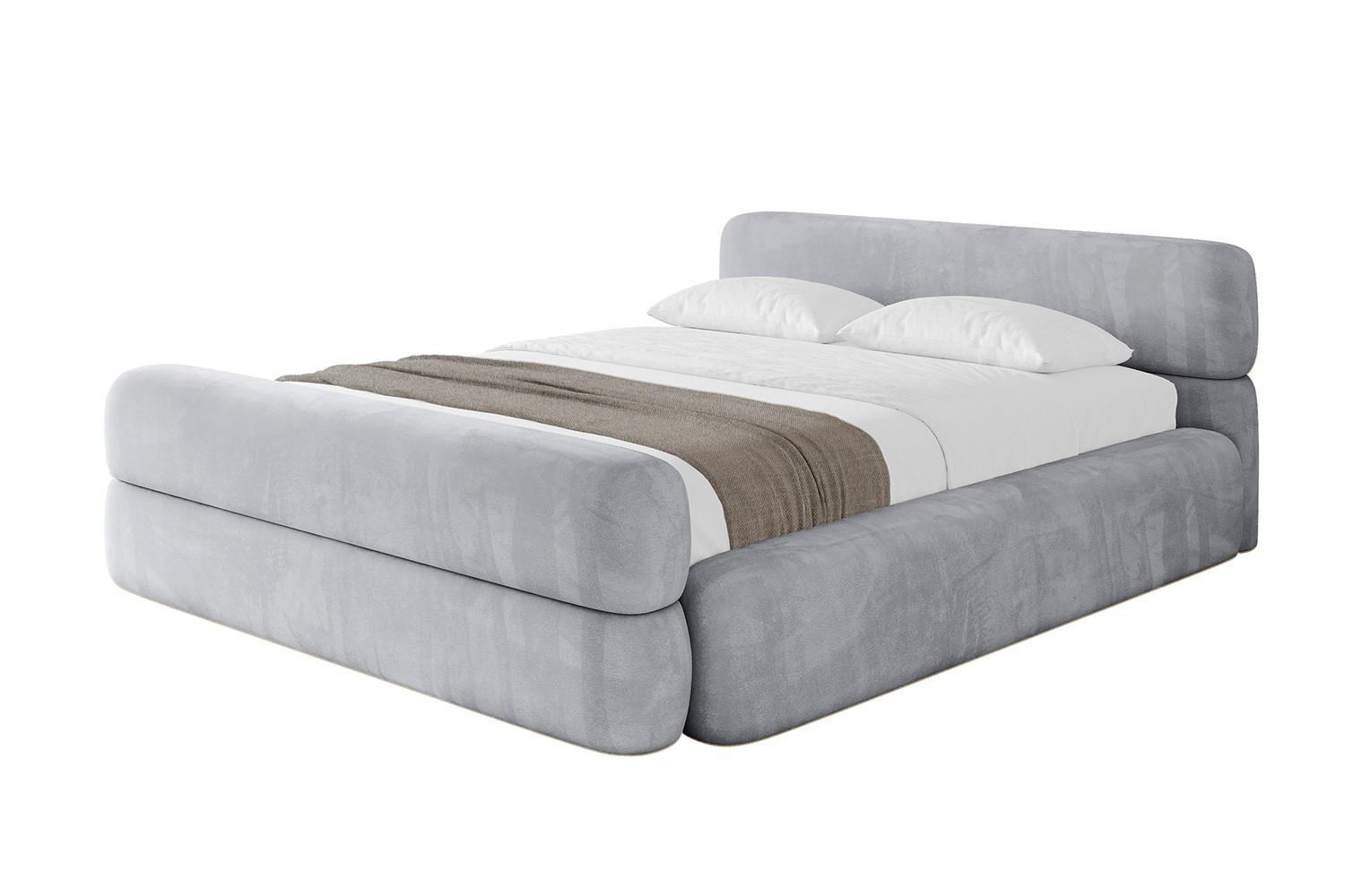 POLSTERBETT mit Bettkasten, Fußteil und Lattenrost, Boxbett mit Matratze H3/H4 - ENORA-Z-V1 140x200 Hellgrau - Hellgrau, Holzwerkstoff/Textil (140/200cm) - ALTDECOR