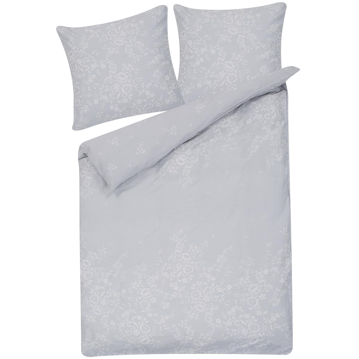 BETTWÄSCHE SET Morningside 155/220 cm - Grau, Textil (155/220cm) - Beliani