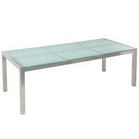 GARTENTISCH Edelstahl/Crashglas 220/100 cm Grosseto - Transparent/Silberfarben, Glas (220/100/74cm) - Beliani