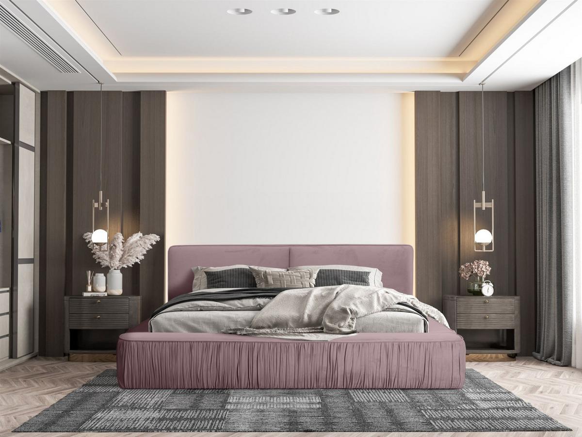 POLSTERBETT Lexie In Riviera Komplett - Rosa, Holzwerkstoff/Textil (160/200cm) - Fun Möbel
