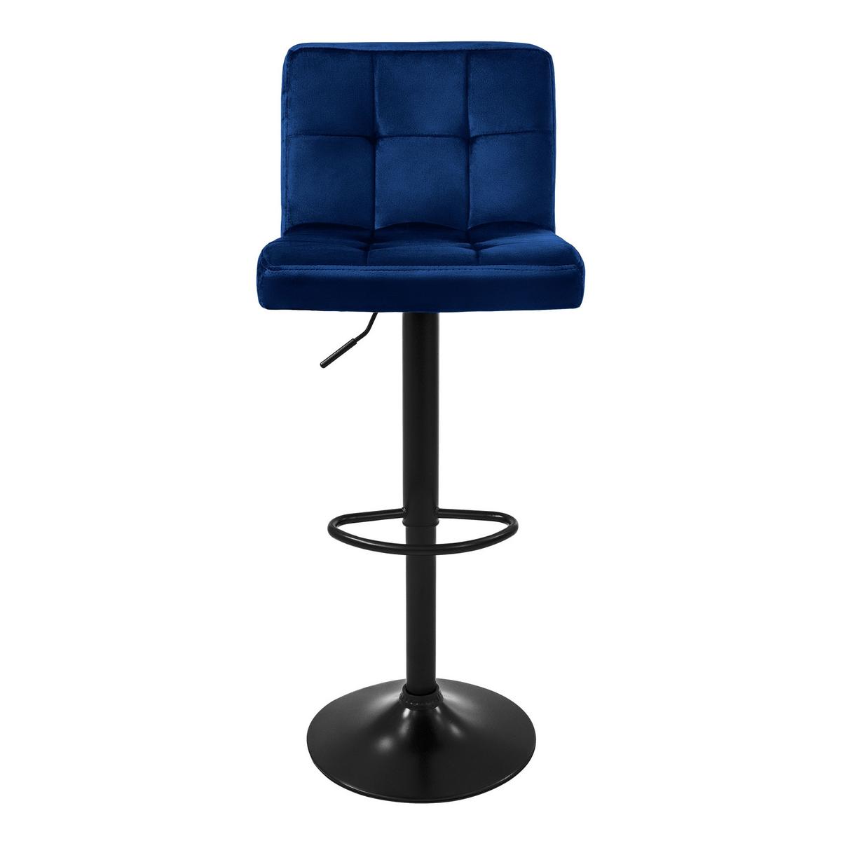 BARHOCKER 2er Set Blau aus Samt höhenverstellbar/drehbar - Blau/Schwarz, Textil/Metall (50/112/45cm) - ML-DESIGN