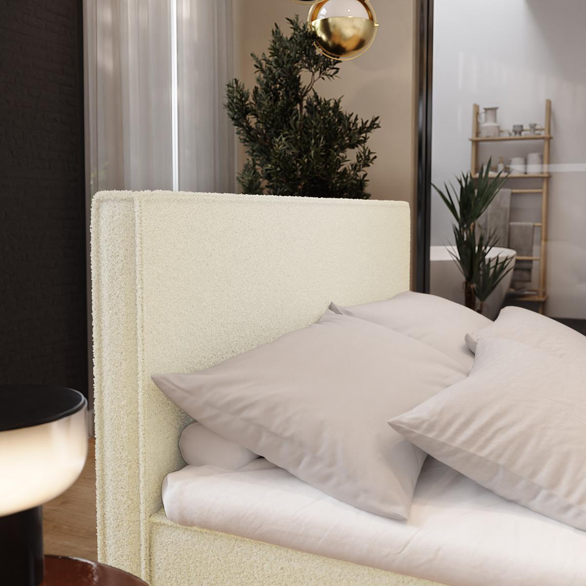 BOXBETT PELLIO 180x200 cm mit Matratze und Topper - Creme - Creme, Holz (180/200cm) - MASSENO