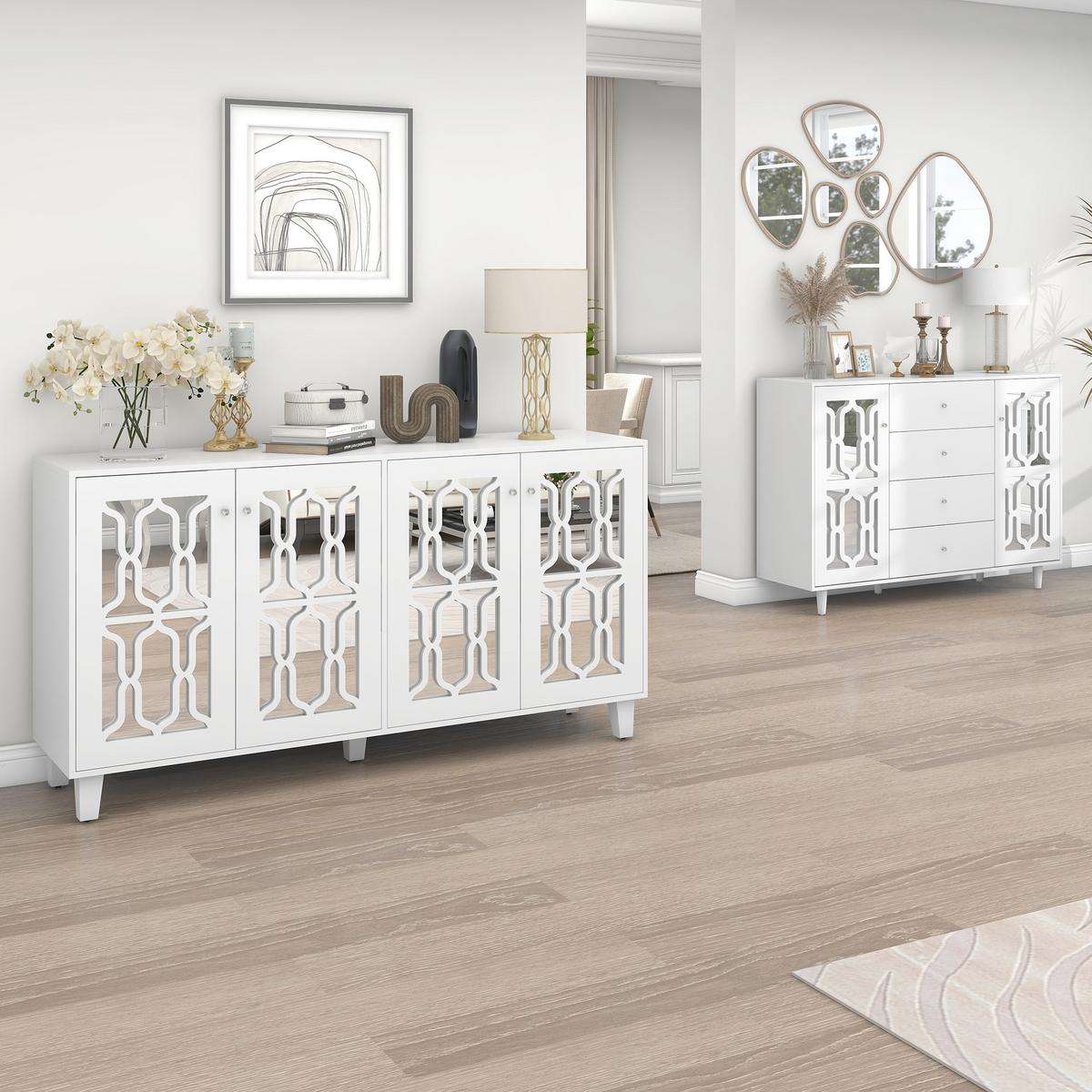 SIDEBOARD White 147.5/40/102 cm - Weiß, Holz (147/102/40cm) - Urban Meuble