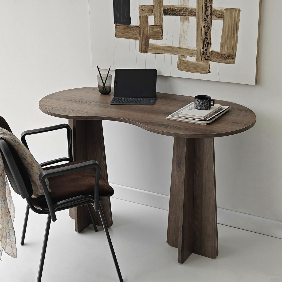 SCHREIBTISCH mit organisch-form Tischplatte 120/60/75 cm - Naturfarben, Holzwerkstoff (8.5/60/75cm) - Calicosy