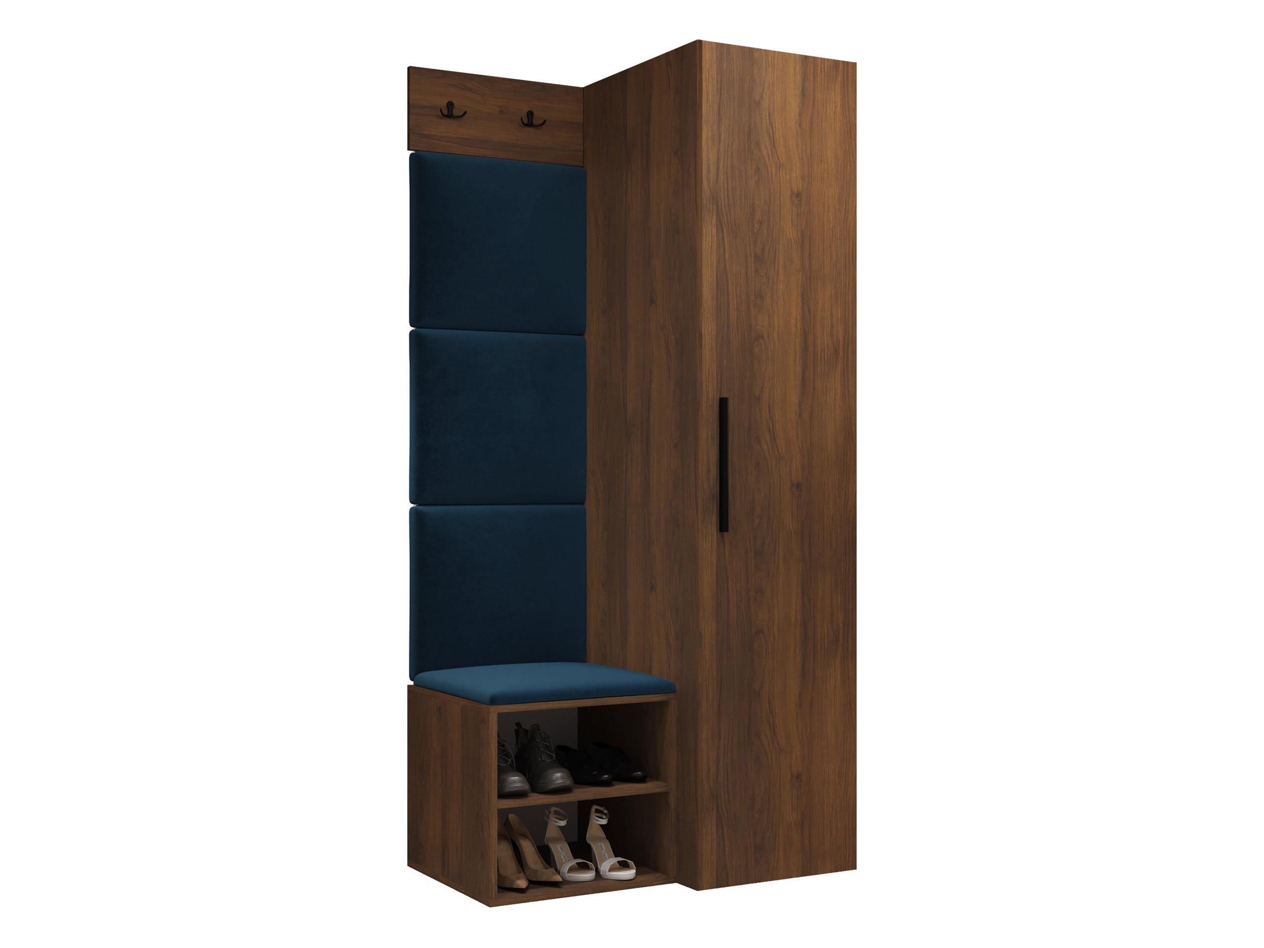 GARDEROBEN-SET Medi III - Blau/Nussbaumfarben, Holzwerkstoff/Kunststoff (40/191/50cm) - MIRJAN24