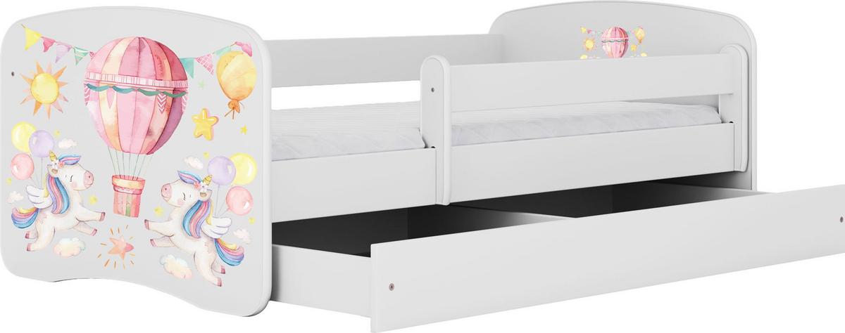 KINDERBETT Emily mit Schublade und Matratze, Weiß 80x180 cm - Hellrosa, Holzwerkstoff (180/80cm) - WFL GROUP