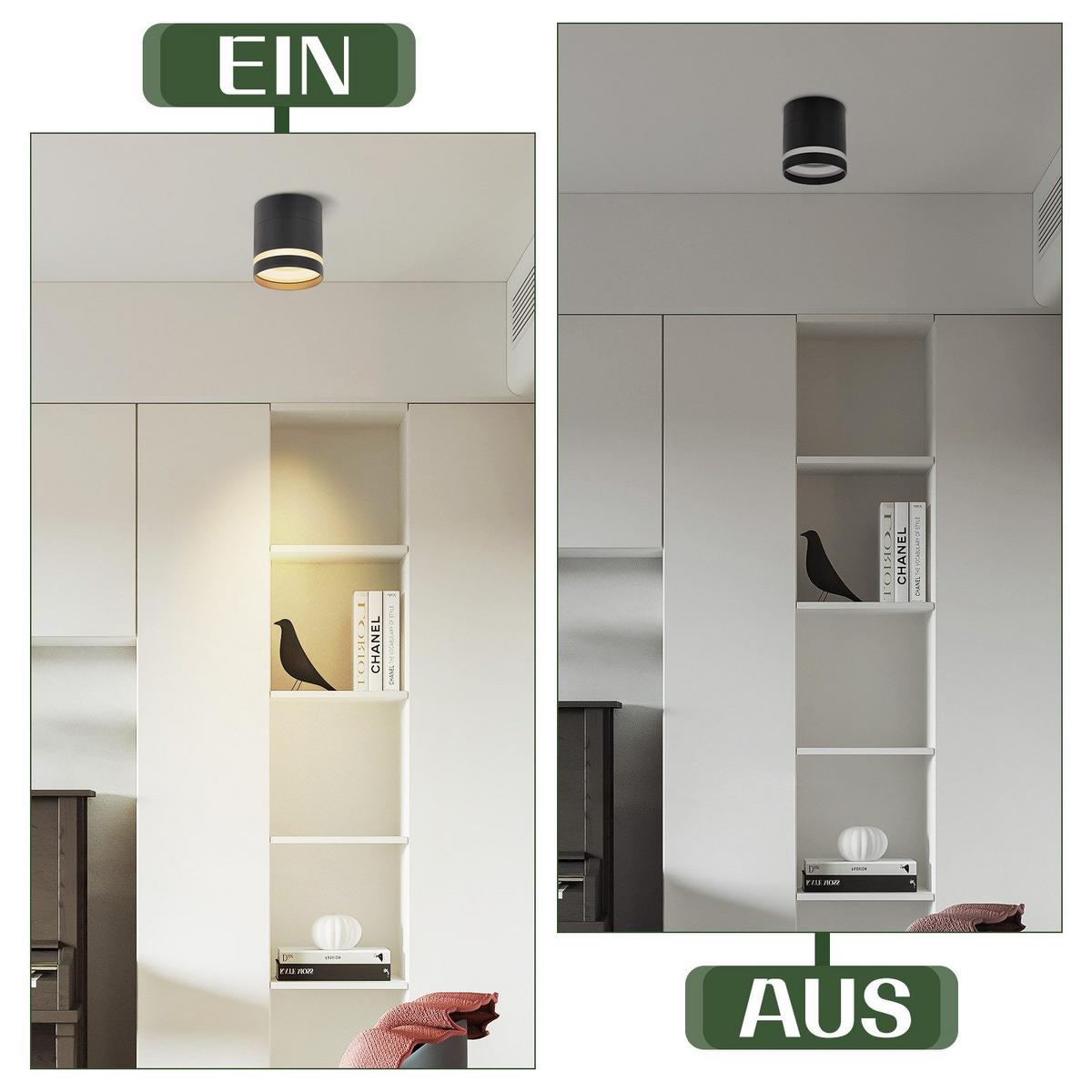 AUFBAULEUCHTE Adams II 8.5/8.5/9.5cm - Schwarz, Metall (8.5/8.5/9.5cm) - Nettlife
