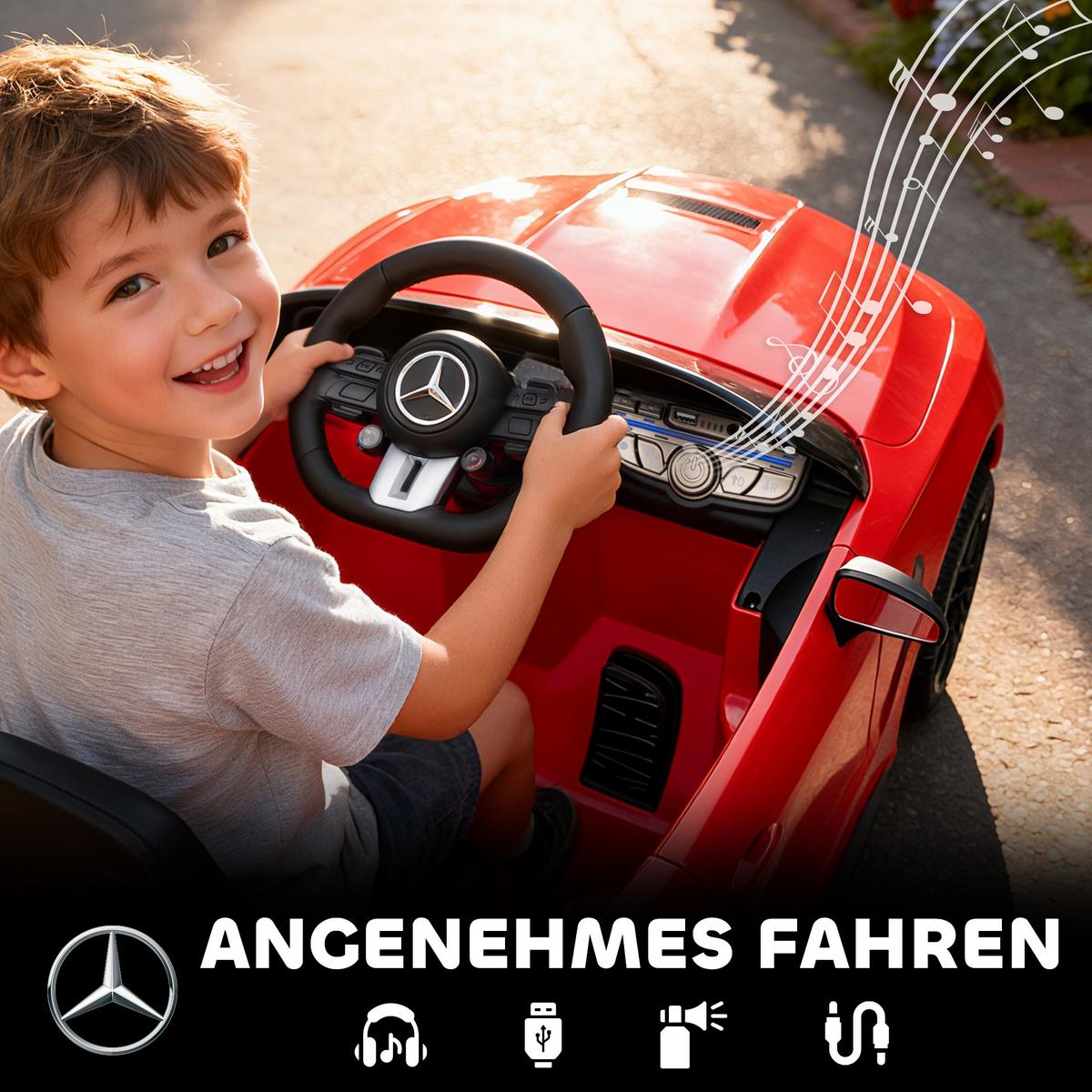 KINDER-ELEKTROAUTO 2 x 12V Kinderauto mit Musik, MP3, Sanftem Start/Stopp - Rot, Kunststoff (99/55/43cm) - AIYAPLAY