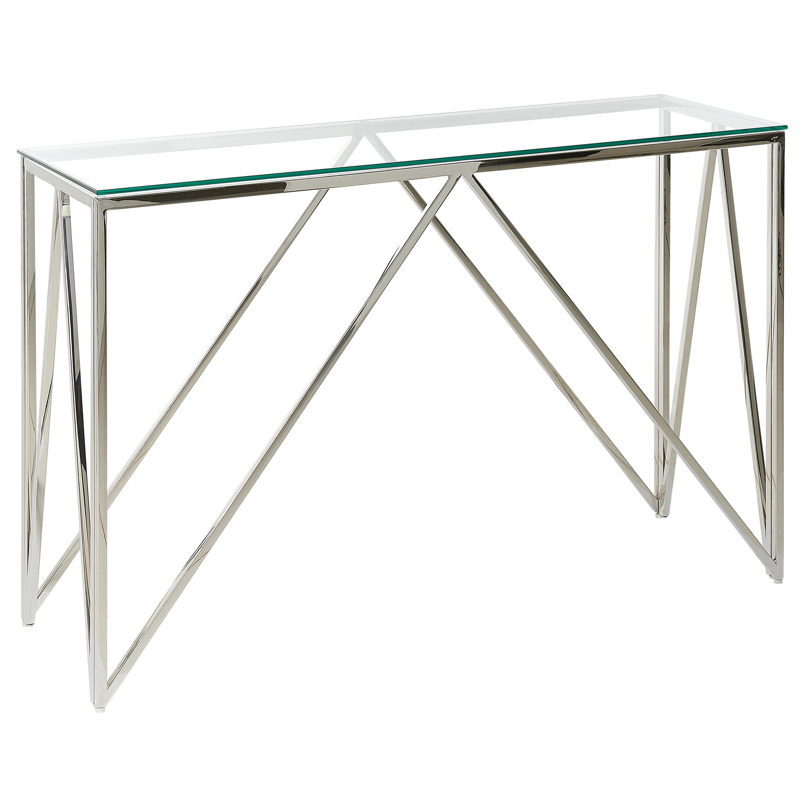 KONSOLENTISCH Glas transparent/silber Weso - Transparent/Silberfarben, Glas (40/120/78cm) - Beliani