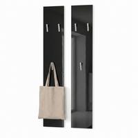 GARDEROBENPANEEL Wandpaneel Schwarz Hochglanz - Schwarz Hochglanz, Holzwerkstoff (24/140/2cm) - Vladon