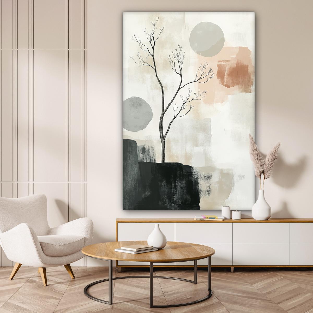 LEINWANDBILD Wabi sabi - Beige - Pflanze Deko Groß 90x140 cm - Sandfarben, Textil (90/140cm) - MuchoWow