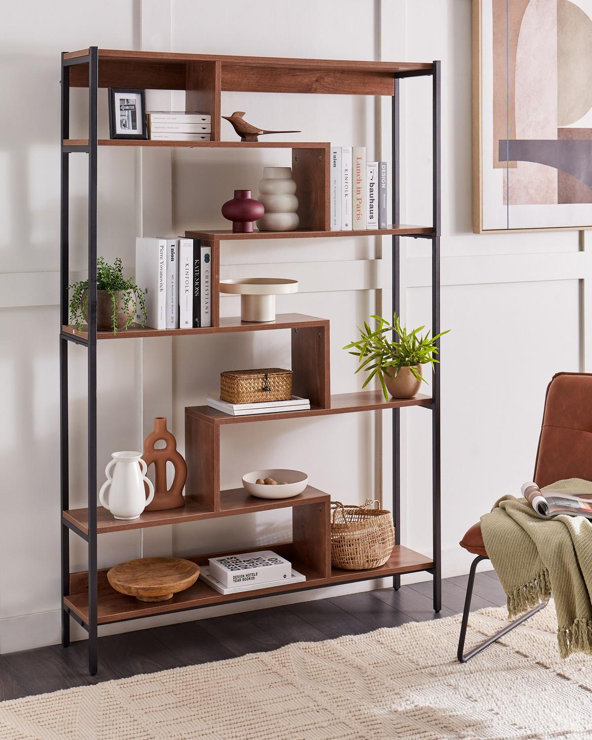 REGAL mit 6 Ebenen 180 cm Braun Daven - Braun, Holzwerkstoff (120/180/27cm) - Beliani