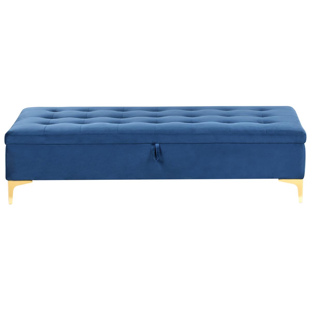 OTTOMANE mit Stauraum Samtstoff Marineblau Aberdeen - Hellblau, Textil (158/39/78cm) - Beliani