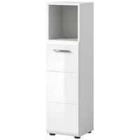 BADKOMMODE weiß Hochglanz, Badezimmer Kommode 30 x 110 cm - Weiß Hochglanz/Silberfarben, Holzwerkstoff/Kunststoff (30/110/30cm) - Inn.Furn