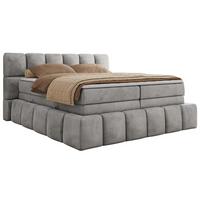 BOXSPRINGBETT NIRA KING 160/200 Hellgrau Velvet - H3 - Hellgrau, Holz/Textil (160/200cm) - MKS