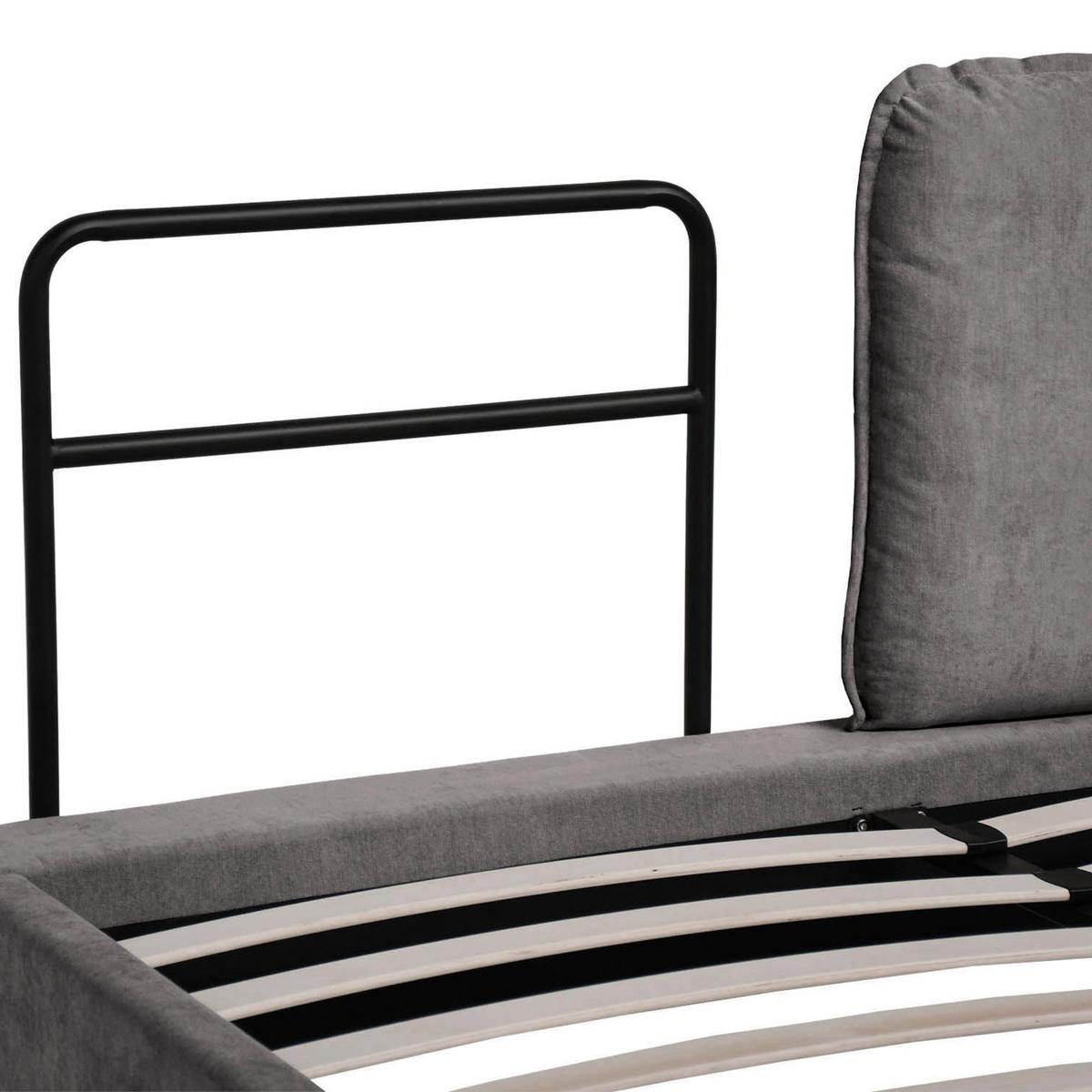 POLSTERBETT Sombra, Doppelbett 160x200 cm mit Taschenfedernmatratze 26 cm, Chenille-Stoff, Dunkelgrau - Dunkelgrau, Metall (160/200cm) - Beautysofa