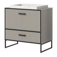 WASCHTISCHKOMBI Waschbeckenunterschrank mit Waschbecken, Sand Schwarz, Soft-Close - Sandfarben/Schwarz, Keramik/Holzwerkstoff (80/84/48cm) - Inn.Furn