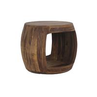 BEISTELLTISCH ANTEQUERA, Dunkles Massivholz, Ø 50 x 40 cm - Dunkelbraun/Braun, Holz (50/50/40cm) - KADIMA DESIGN