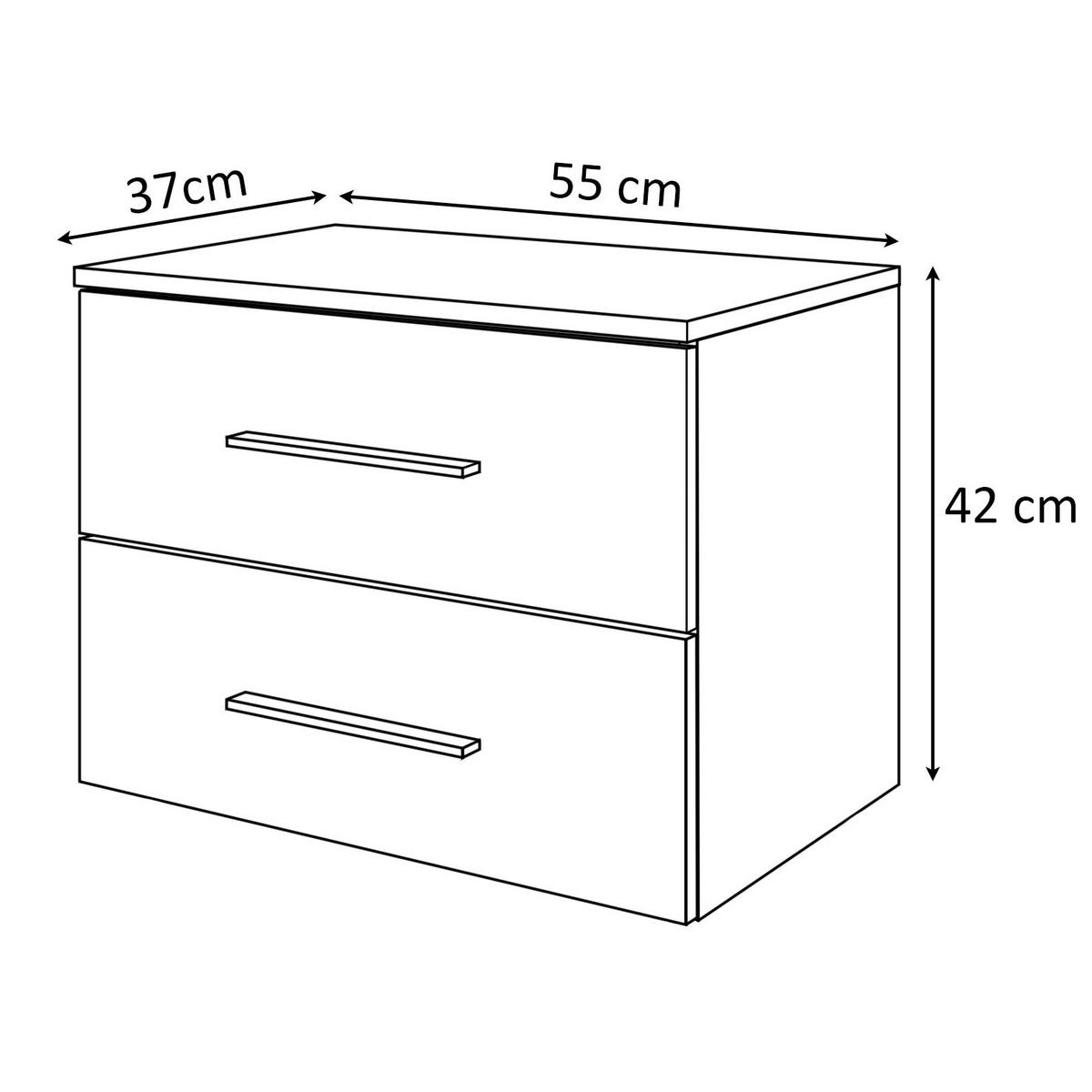 NACHTTISCH LINA II hängend mit goldenen Chromgriffen, LED, Hochglanz - Weiß, Holzwerkstoff (55/42/37cm) - Lookway