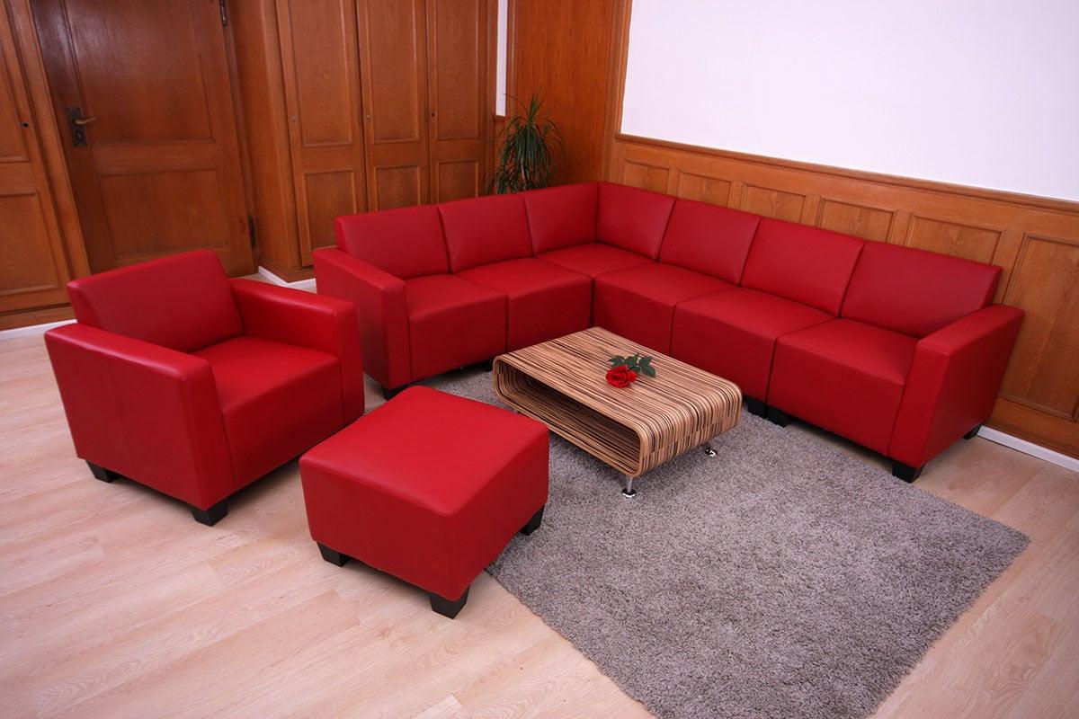 COUCH-GARNITUR Rot - Rot, Textil (288/76/216cm) - MCW