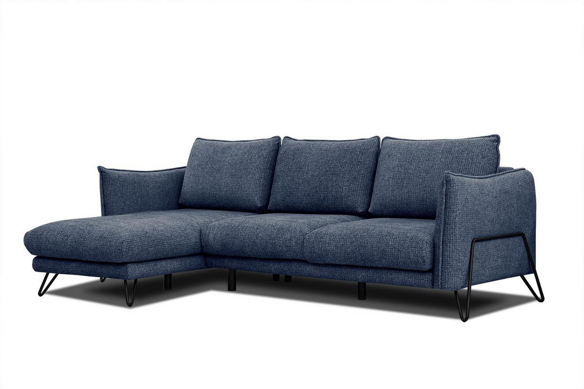 ECKSOFA HOSTEN 4-Sitzer, dunkelblau - Schwarz/Dunkelblau, Holzwerkstoff/Textil (158/269cm) - Wozimo