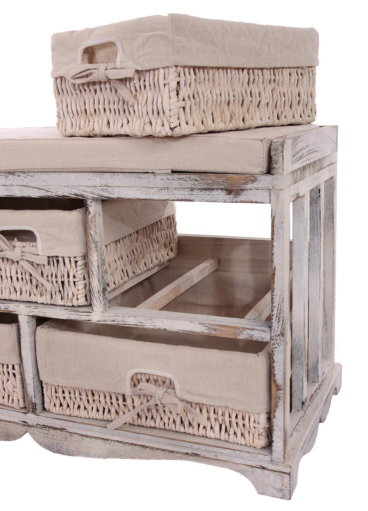 KOMMODE UND SITZBANK 5 SCHUBLADEN Cremeweiß - Weiß, Holz (77/45/36cm) - MCW