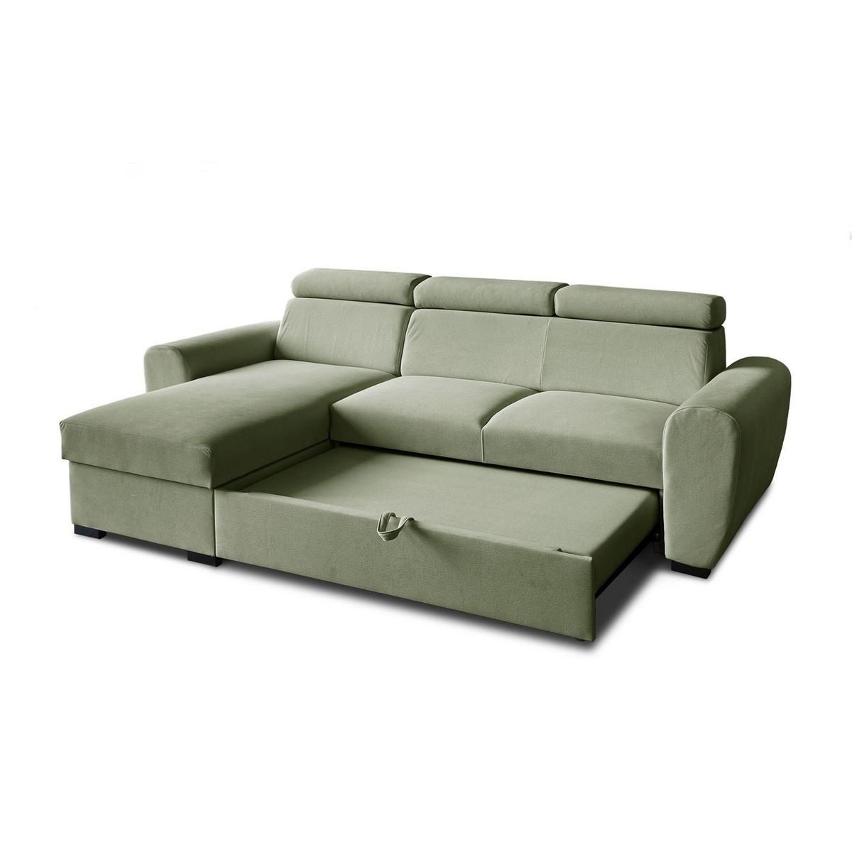 ECKSOFA FALCO mit Schlaffunktion Elli 36 - Grün, Textil (253/174cm) - Lookway