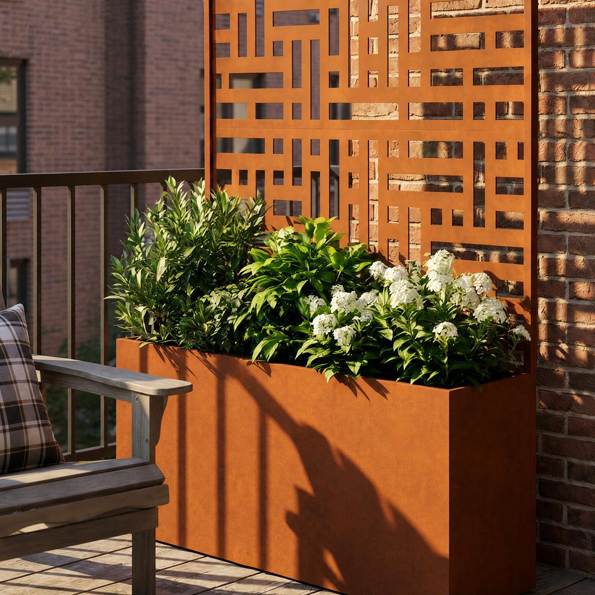BLUMENKASTEN mit Trennwand Bernalda - Rostfarben, Metall (83/146/31cm) - casa.pro