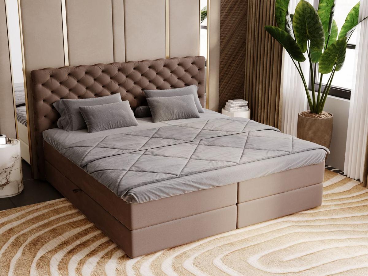 BOXBETT Bergamo 200x200 Braun - Schwarz/Braun, Holz/Textil (200/200cm) - Graingold