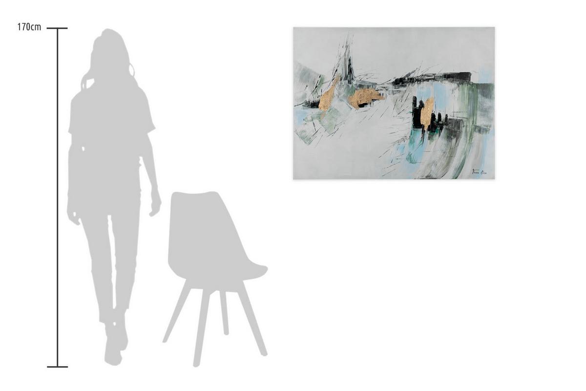 ACRYLBILD HANDGEMALT 100/75 cm - Grau/Grün, Holz/Textil (100/75cm) - KUNSTLOFT