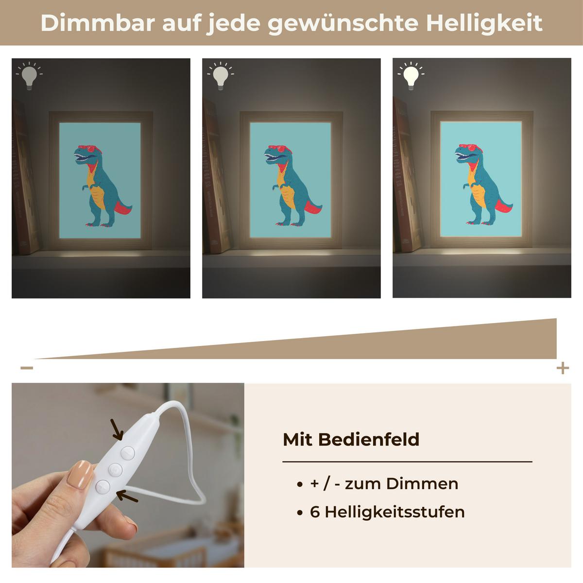 NACHTTISCHLAMPE Dinosaurier - Blau - Sonnenbrille 15x20 cm - Hellblau, Holzwerkstoff (8/15/20cm) - OnlyWow