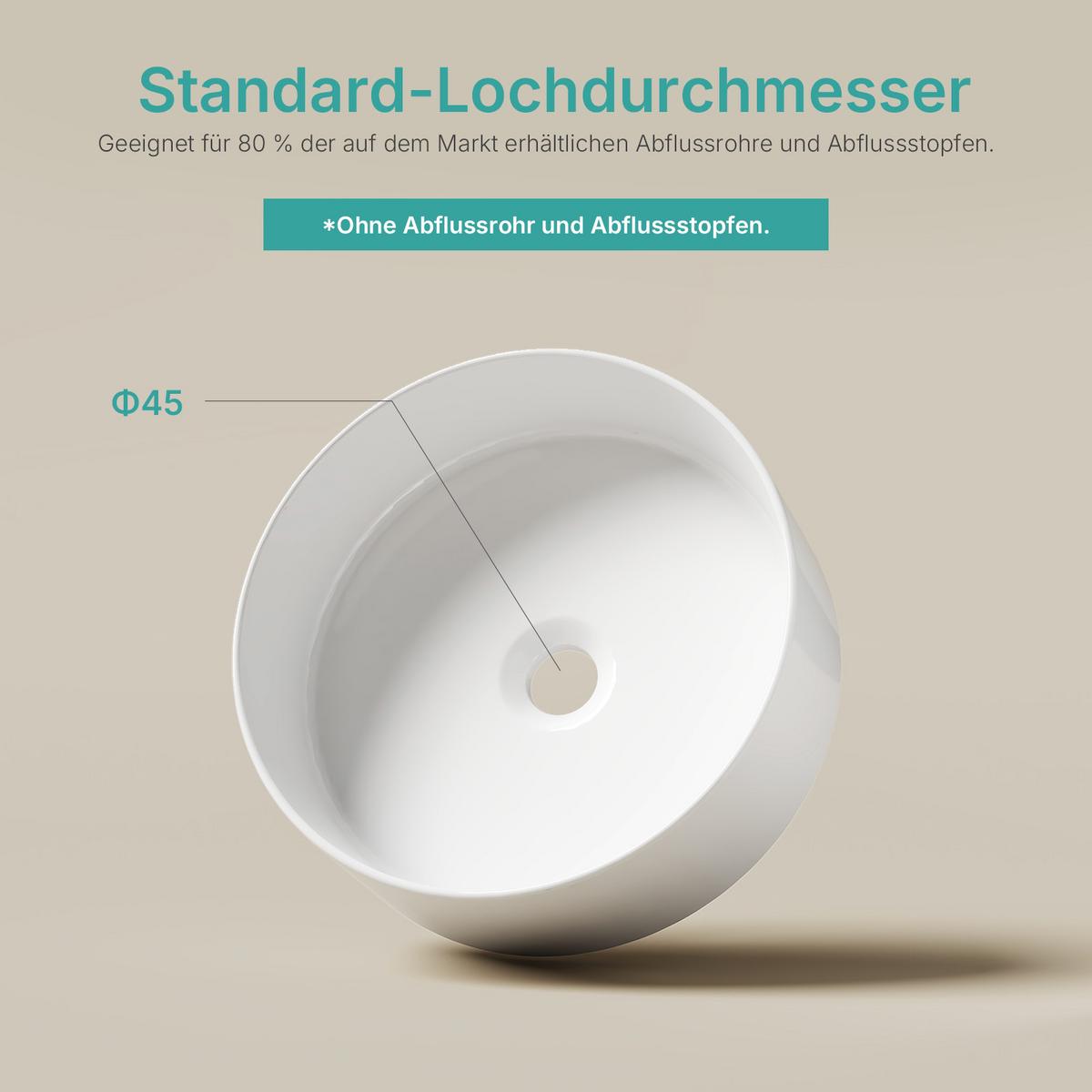 WASCHBECKEN zylindrisch Weiß Ø35,2 / 11,2 cm - Weiß, Keramik (35.2/11.2/35.2cm) - EMKE