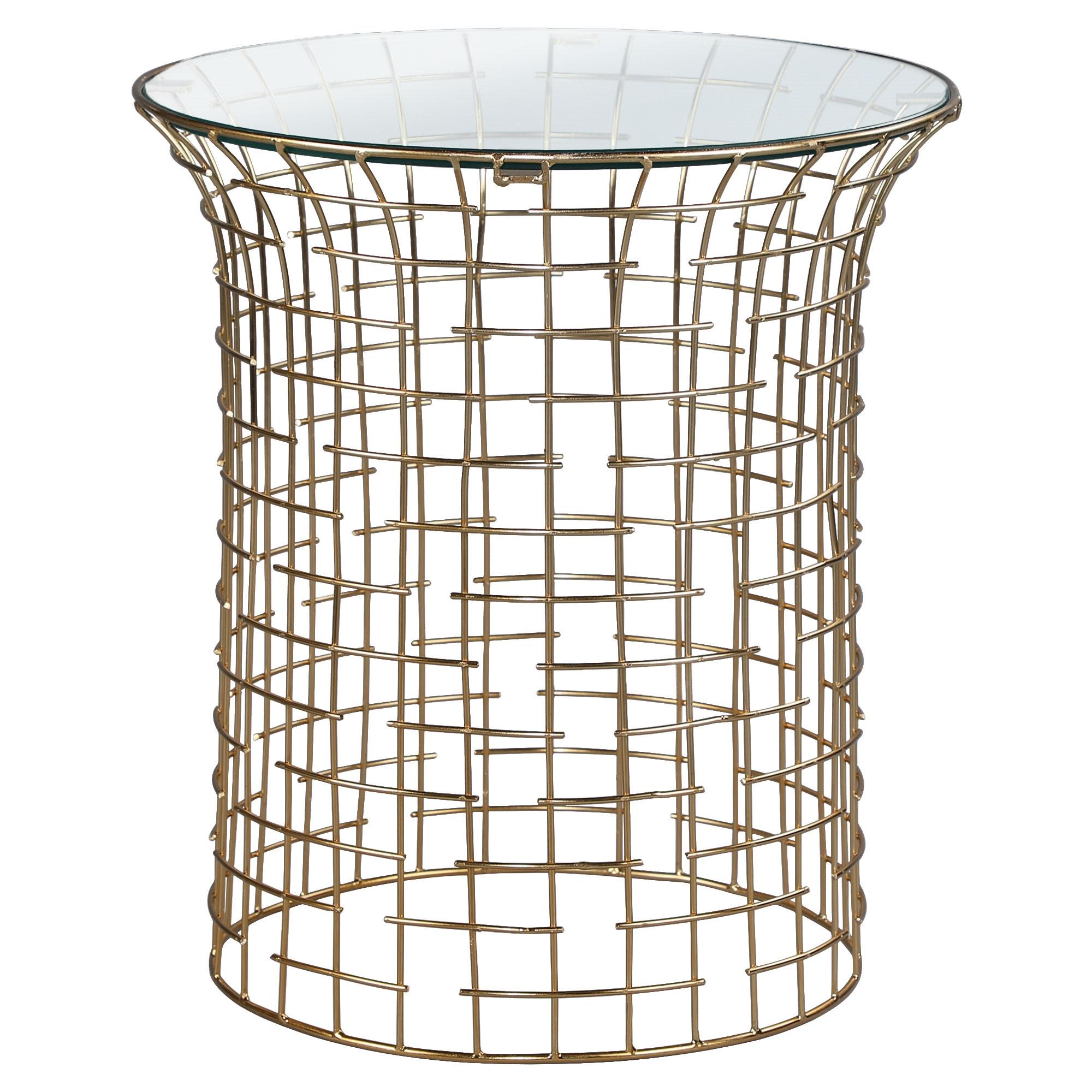BEISTELLTISCH rund Ø40x45 cm mit Eisengestell Gold und Glasplatte - Goldfarben, Glas (40/40/45cm) - WOMO-DESIGN