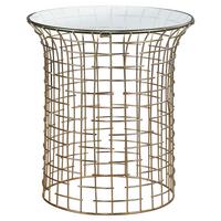 BEISTELLTISCH rund Ø40x45 cm mit Eisengestell Gold und Glasplatte - Goldfarben, Glas (40/40/45cm) - WOMO-DESIGN