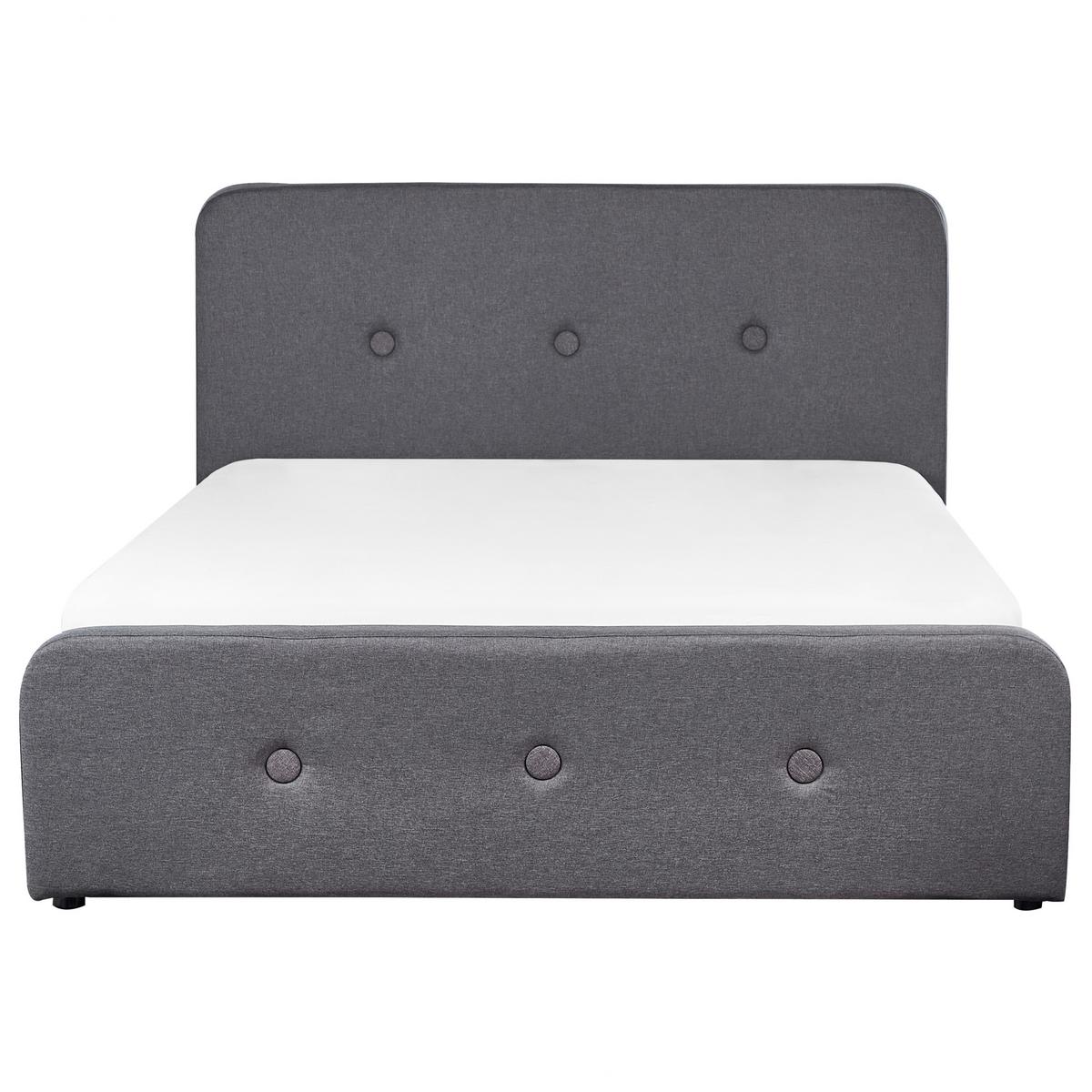 BETT mit Stauraum 140x200 cm Grau Rennes - Dunkelgrau, Textil (140/200cm) - Beliani